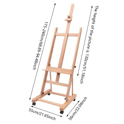 Chevalet en bois de hêtre réglable sur roulettes – image 2