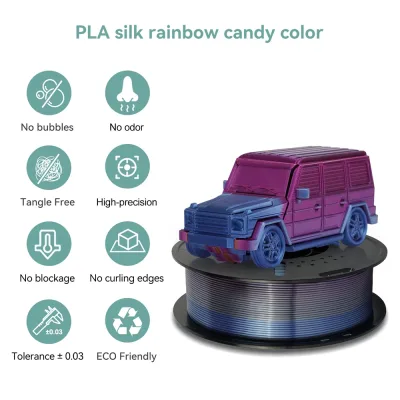 Filament PLA soie multicolore 1,75 mm, bobine 1 kg – image 3