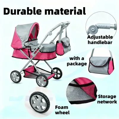 Landau de poupée pliable en plastique – image 3