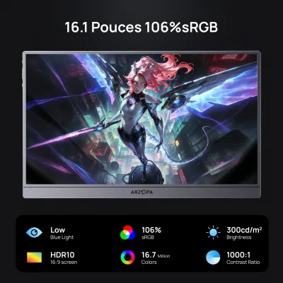 Moniteur portable gris 41 cm, 144 Hz – image 2