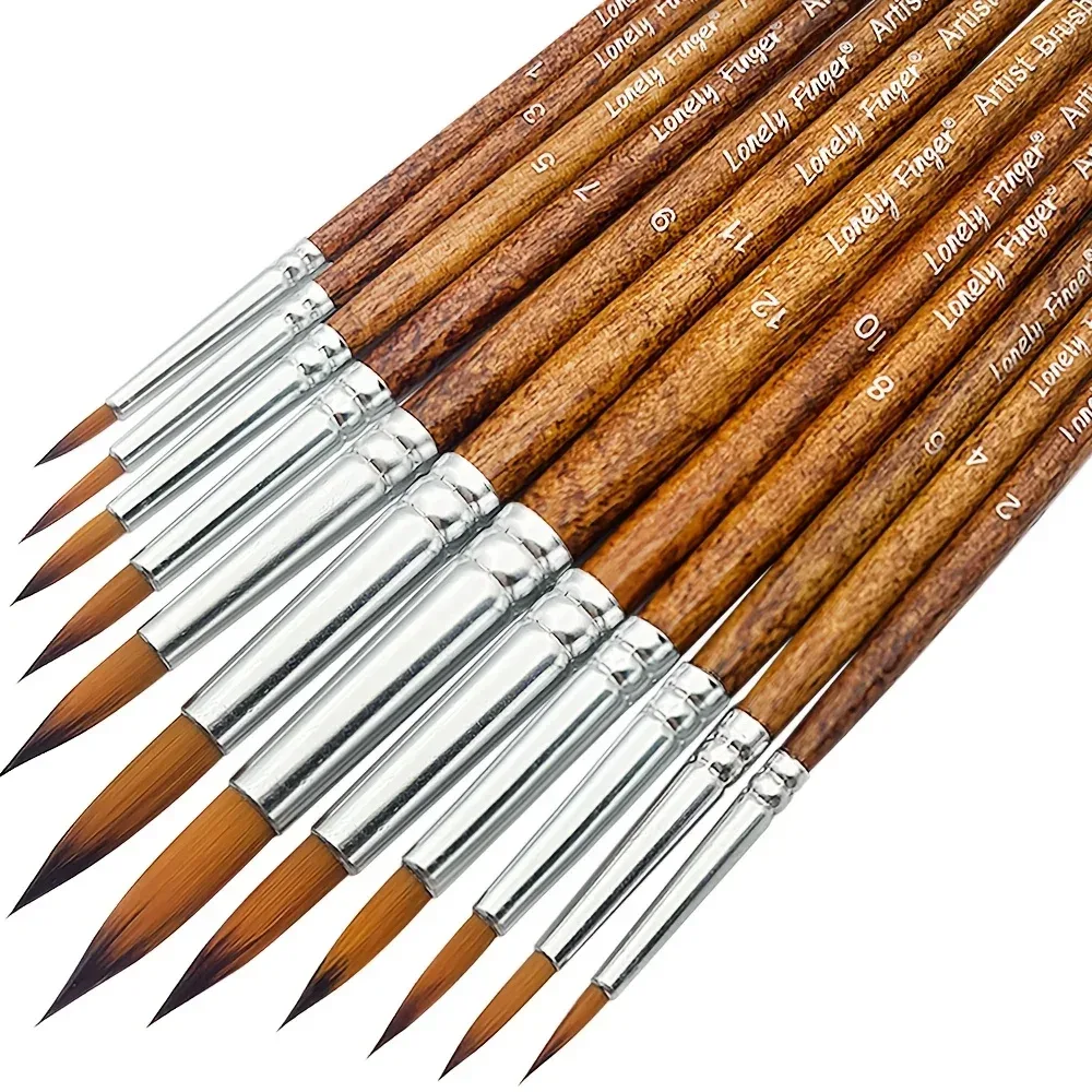 Pinceaux de peinture en nylon, 12 pièces