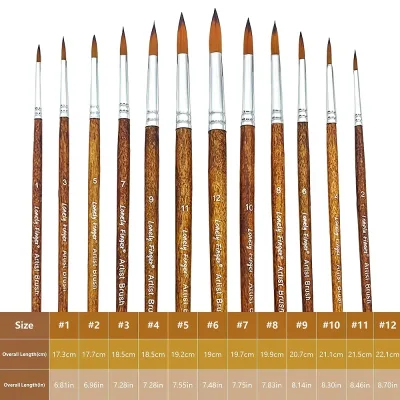 Pinceaux de peinture en nylon, 12 pièces – image 2