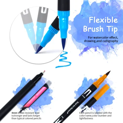 Stylos pinceaux à double pointe, 100 couleurs – image 2