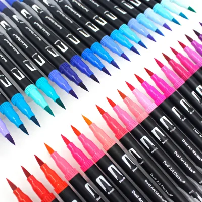 Stylos pinceaux à double pointe, 100 couleurs – image 3
