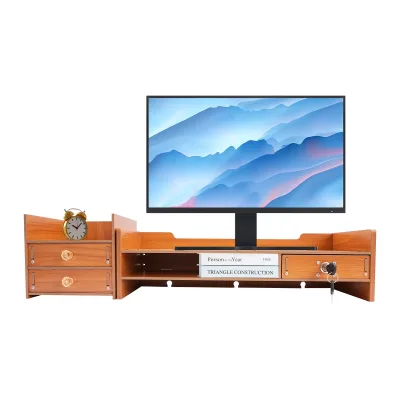 Support d'écran en MDF avec tiroirs, 48 cm