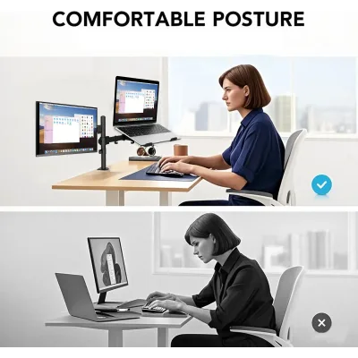 Support de moniteur réglable à pince, noir – image 3